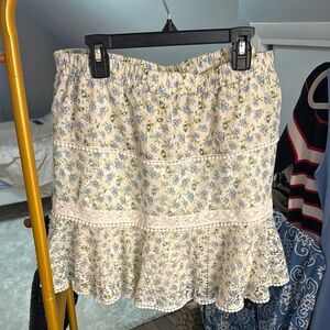 Floral Lace Trim Skirt
